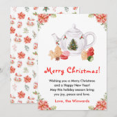 Vakantie Kerstthee Rode Vrolijke Kerstmis Feestdagenkaart (Voorkant / Achterkant)