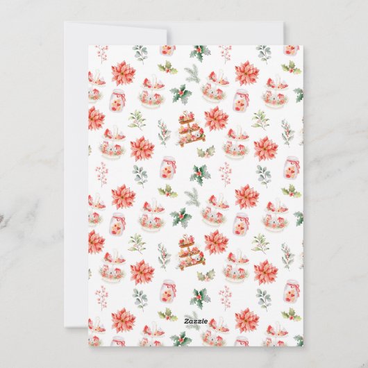 Vakantie Kerstthee Rode Vrolijke Kerstmis Feestdagenkaart (Achterkant)