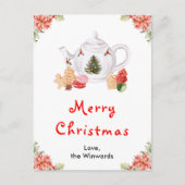 Vakantie Kerstthee Rode Vrolijke Kerstmis Feestdagenkaart (Voorkant)