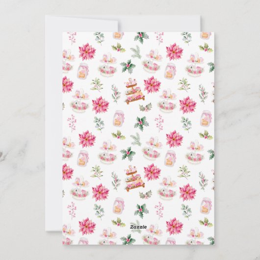 Vakantie Kerstthee Roze Vrolijke Kerstmis Feestdagenkaart (Achterkant)