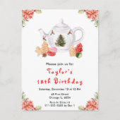 Vakantie Kerstthee Verjaardagsfeestje Rood Briefkaart (Voorkant)