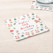 Vakantie Kerstthee Verjaardagsfeestje Rood Kartonnen Onderzetters (Schuin)