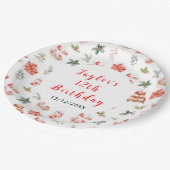 Vakantie Kerstthee Verjaardagsfeestje Rood Papieren Bordje (Gekanteld)