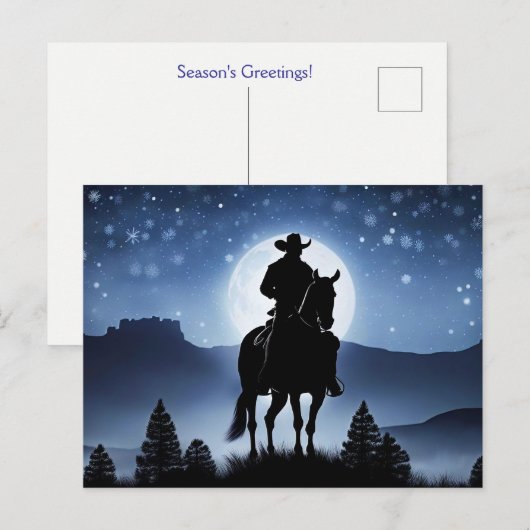 Vakantie Kersttijd Groeten Cowboy Briefkaart (Voorkant / Achterkant)