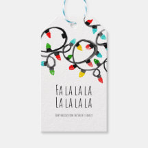 Vakantie kerstverlichting eenvoudig cadeau label