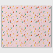 Vakantie kerstverlichting Minimale retro vet roze Cadeaupapier (Vlak)