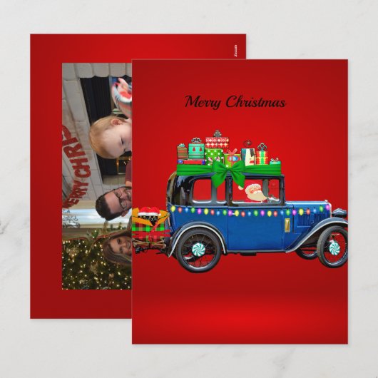 Vakantie Kerstwagen Feestdagenkaart (Voorkant / Achterkant)