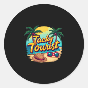 Vakantie kitscherige toeristische outfit wacky cru ronde sticker