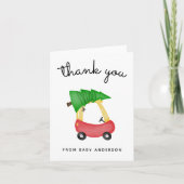 Vakantie kleine rode auto Baby shower dank u Bedankkaart (Voorkant)