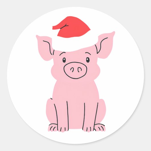 Vakantie Knorretje met Santa Hat Ronde Sticker (Voorkant)