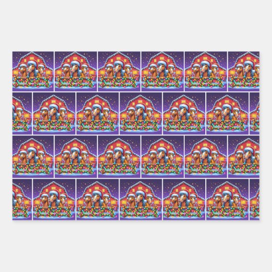 Vakantie Koe Honden Paarden en Koeien Kerst Inpakpapier Vel (Voorkant 2)