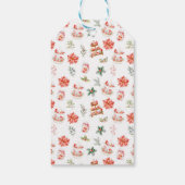 Vakantie koekjes en cacao rode vrolijke kerst cadeaulabel (Achterkant)