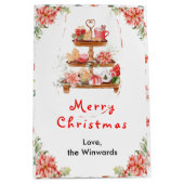 Vakantie koekjes en cacao rode vrolijke kerst medium cadeauzakje (Voorkant)