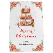 Vakantie koekjes en cacao rode vrolijke kerst medium cadeauzakje (Achterkant)