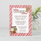 Vakantie Koekjesuitwisseling Rode Stripes Uitnodig Kaart (Staand voorkant)