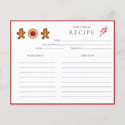Vakantie Koekjeswisselaar bakkers Recipcard (Voorkant)