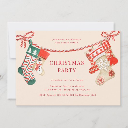 Vakantie kousen kerstfeest kaart (Voorkant)