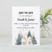 Vakantie Kraft Suburb House Pine Tree Save the Dat Kaart (Staand voorkant)