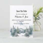 Vakantie Kraft Winter Mountain Pine Save the Date Kaart (Staand voorkant)