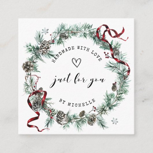 Vakantie krans handgemaakt met liefde script dank informatiekaartje (Voorkant)