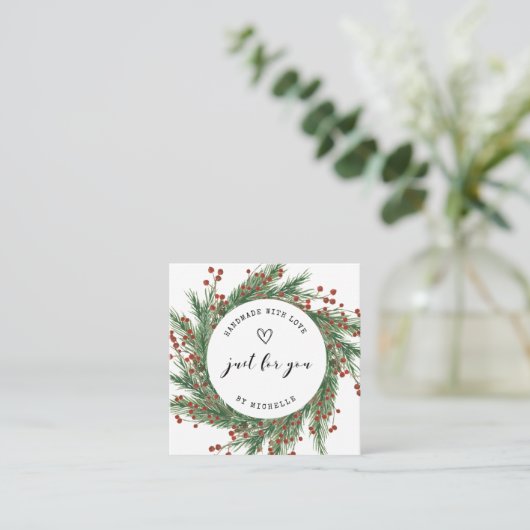 Vakantie krans handgemaakt met liefde script dank informatiekaartje (Staand voorkant)