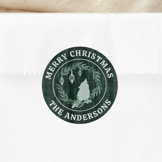 Vakantie krans kardinaal aangepaste kerst ronde sticker