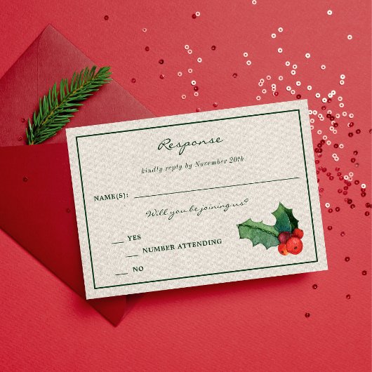 Vakantie krans Poinsettia Kerstmis Reactie RSVP Kaartje