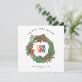 Vakantie krans Zakelijk Logo Kerstmis Kaart (Staand voorkant)