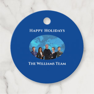 Vakantie-Labels voor onroerend goed Team Blue Circ Bedankjes Labels