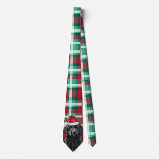 Vakantie Labradoodle Red Green Plaid Kerstmis Stropdas (Voorkant)