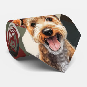 Vakantie Lakeland Terrier Red Green Plaid Kerstmis Stropdas