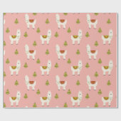 Vakantie lama's Kerstbomen roze Inpakpapier (Vlak)