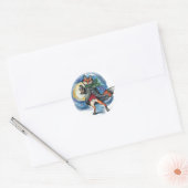 Vakantie lantaarn Fox~stickers Ronde Sticker (Envelop)