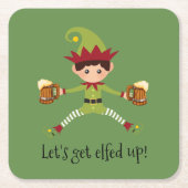 Vakantie Laten we Elfed Up Elf Bier Kerstmis Kartonnen Onderzetters (Voorkant)