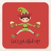 Vakantie Laten we Elfed Up Elf Bier Kerstmis Kartonnen Onderzetters (Voorkant)
