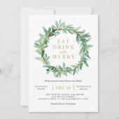 Vakantie Laurel Olive Leaf Krans Uitnodiging (Voorkant)