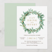 Vakantie Laurel Olive Leaf Krans Uitnodiging (Voorkant / Achterkant)