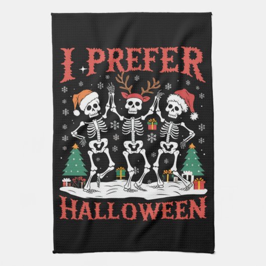 Vakantie Lelijke Kerstmis Ik heb liever Halloween  Theedoek (Verticaal)