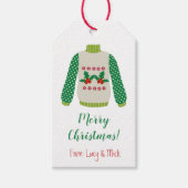 Vakantie lelijke trui, gepersonaliseerde kerst cadeaulabel (Voorkant)