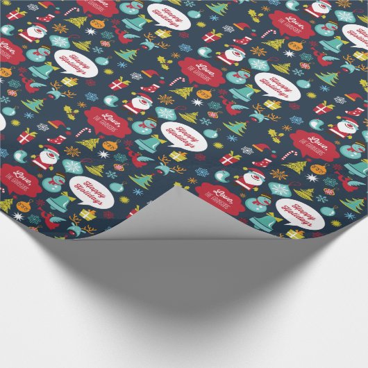 Vakantie Leuke Kerst Wrapping Papier in Marine (Hoek)