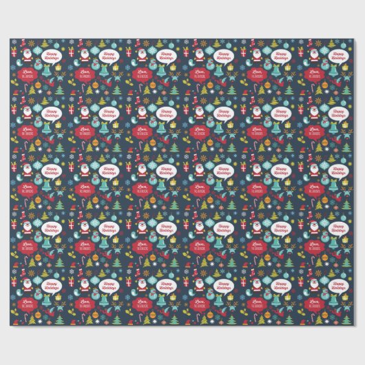 Vakantie Leuke Kerst Wrapping Papier in Marine (Vlak)