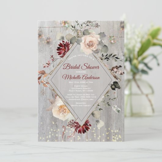 Vakantie Lichten Mason Jar Floral Vrijgezellenfees Kaart (Staand voorkant)