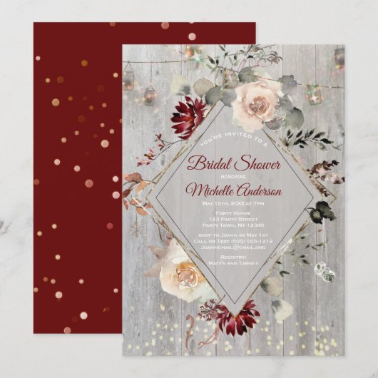 Vakantie Lichten Mason Jar Floral Vrijgezellenfees Kaart (Voorkant / Achterkant)