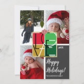 Vakantie LIEFDE 3 foto's Minimale Kerstfoto Kaart (Voorkant)