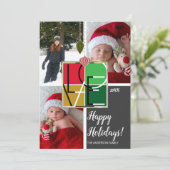 Vakantie LIEFDE 3 foto's Minimale Kerstfoto Kaart (Staand voorkant)