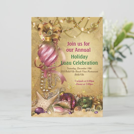 Vakantie Luau Beach Party Uitnodigingen (Staand voorkant)
