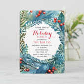 Vakantie Lunch Elegante kerst Bloemen krans Kaart (Staand voorkant)