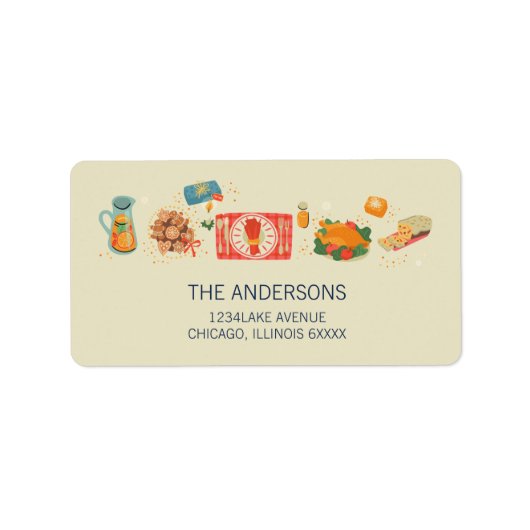 Vakantie maaltijden van comfort & vreugde adres etiket (Voorkant)