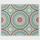 Vakantie Mandala in rood, groen en winter wit Cadeaupapier (Vlak)