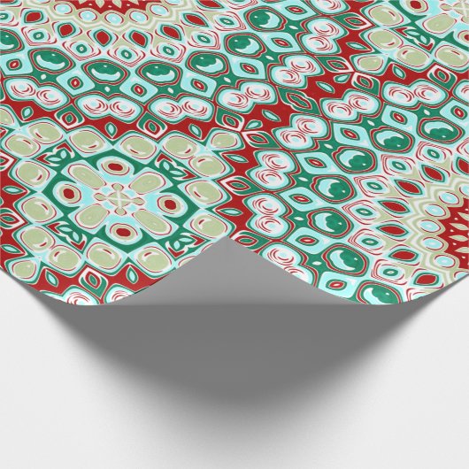Vakantie Mandala in rood, groen en winter wit Cadeaupapier (Hoek)